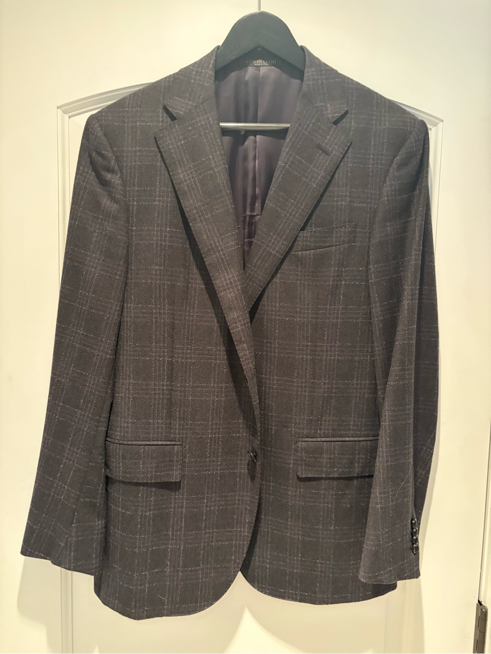 Corneliani Charcoal Windowpane Suit
